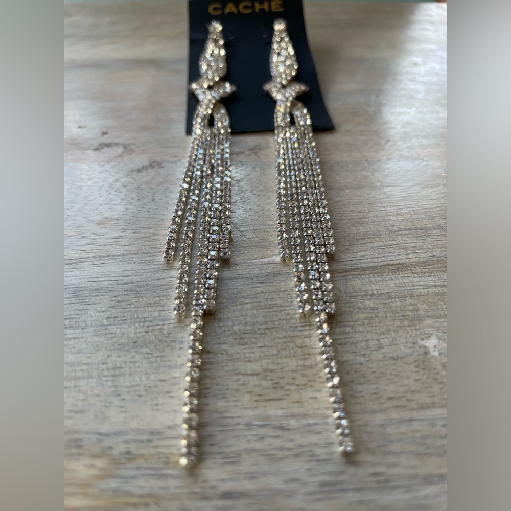 Cache Crystal Waterfall Stud Earrings Glam